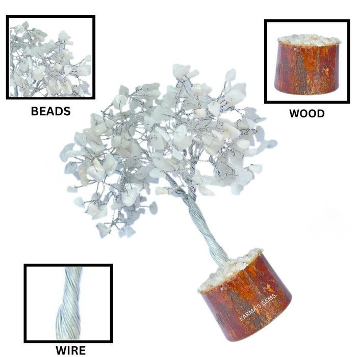 300 BEADS WHITE QUARTZ STONE WIRE TREE