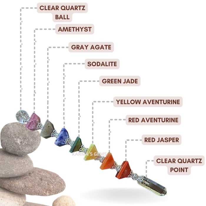 SEVEN CHAKRA PYRAMID HEALING WAND Karmas Gems