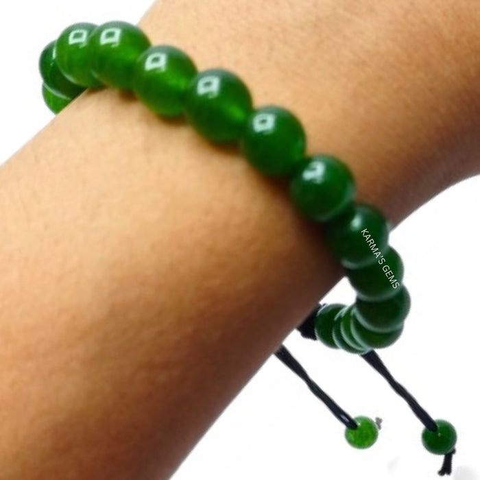 8 MM BEADS GREEN JADE STRING BRACELET