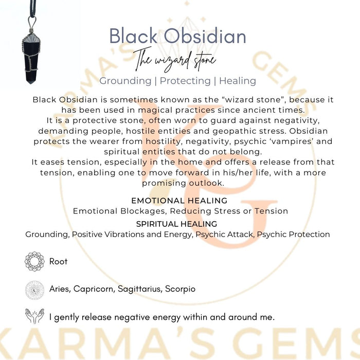 DOUBLE POINT BLACK OBSIDIAN WRAPPED  PENDANT