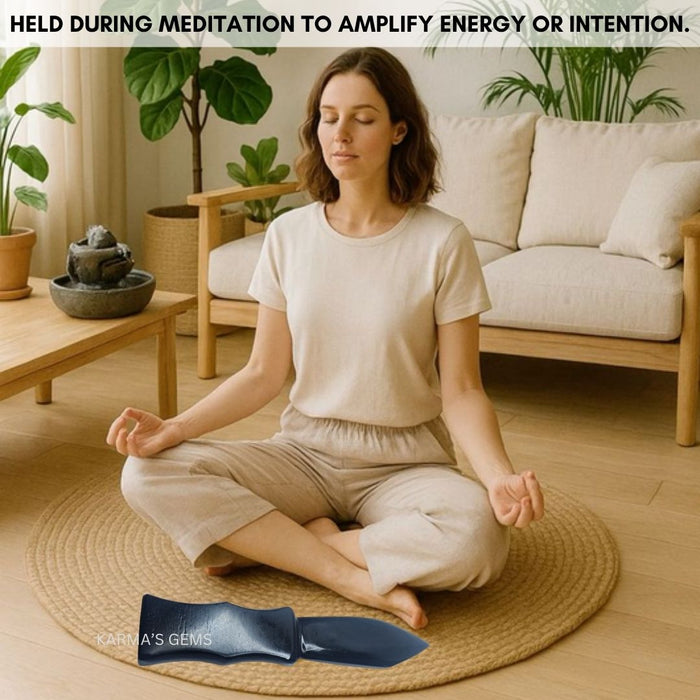 BLACK OBSIDIAN CRYSTAL KNIFE