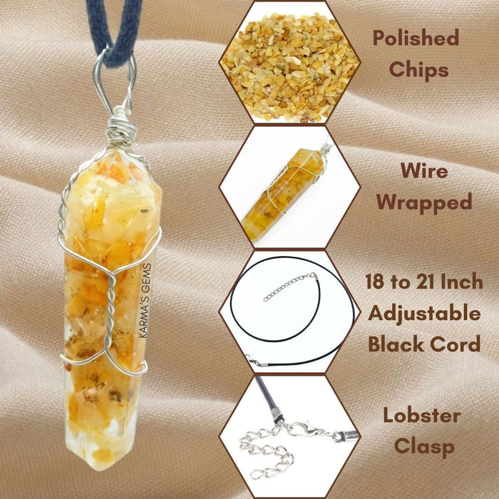 DOUBLE TERMINATED YELLOW AVENTURINE WRAPPED PENDANT