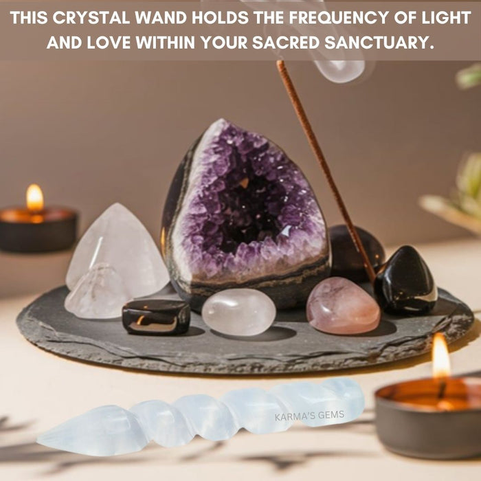 SELENITE SPIRAL WAND