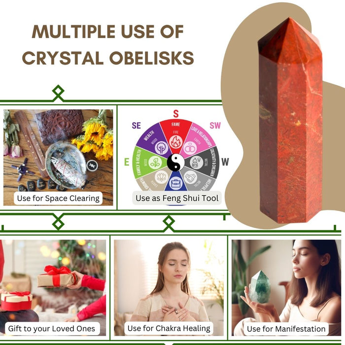 8 CORNER RED JASPER OBELISK