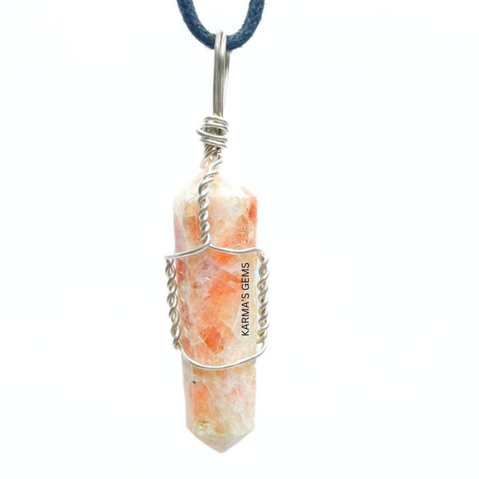 DOUBLE POINT SUNSTONE WRAPPED PENDANT