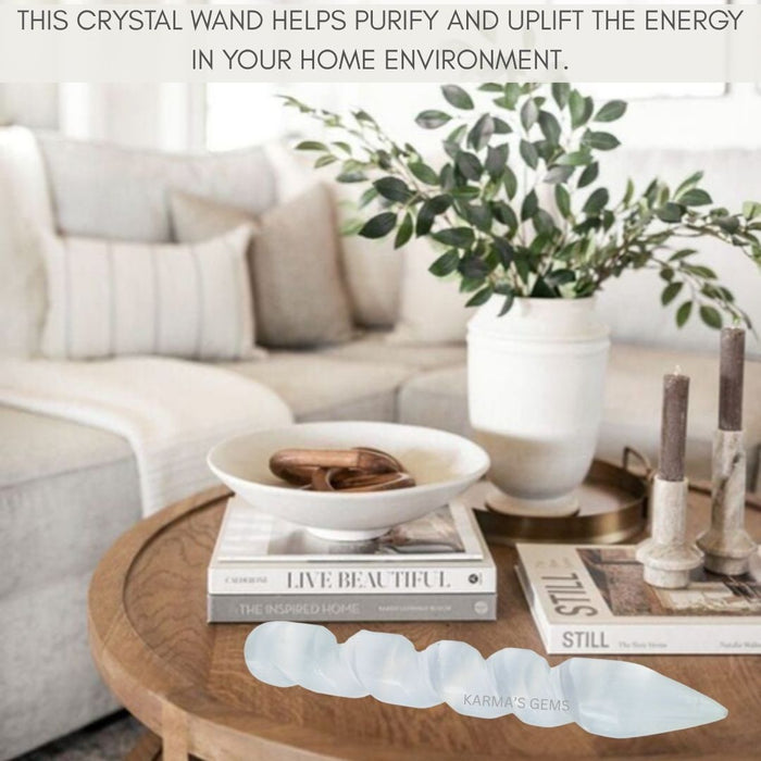 SELENITE SPIRAL WAND