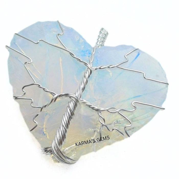 HEART SHAPE OPALITE WRAPPED PENDANT