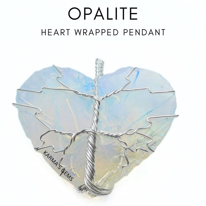 HEART SHAPE OPALITE WRAPPED PENDANT