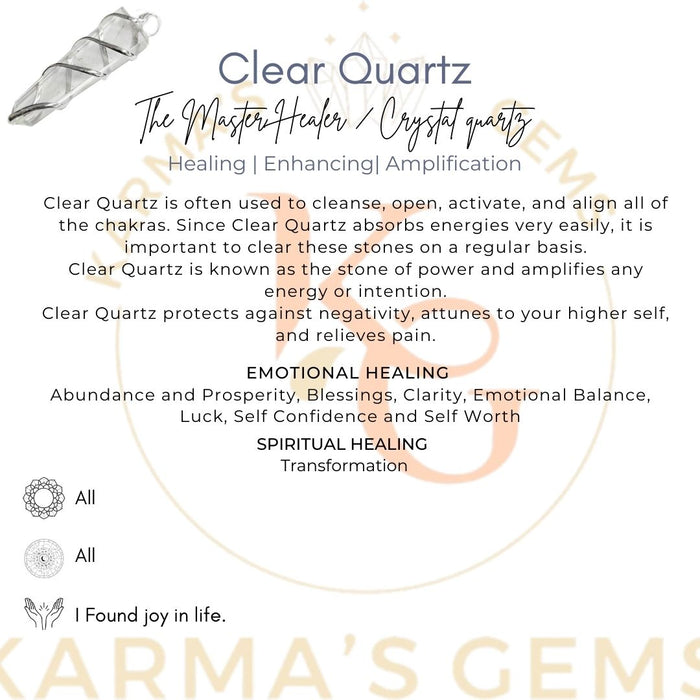 CLEAR QUARTZ FLAT WRAPPED PENDANT