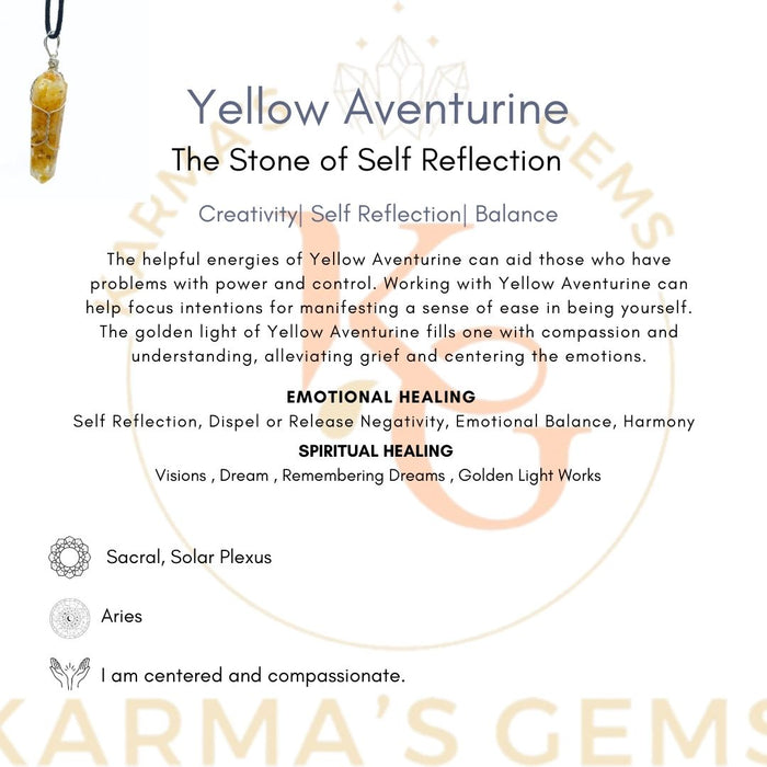 DOUBLE TERMINATED YELLOW AVENTURINE WRAPPED PENDANT