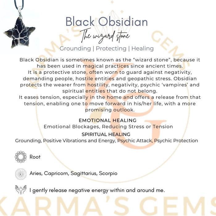 STAR SHAPE BLACK OBSIDIAN WRAPPED PENDANT