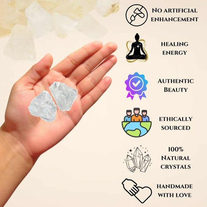 2 PCS 15 TO 25 MM CLEAR QUARTZ ROUGH STONE