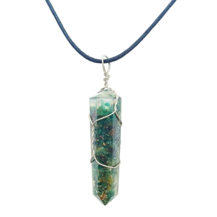 DOUBLE TERMINATED GREEN JADE WRAPPED PENDANT