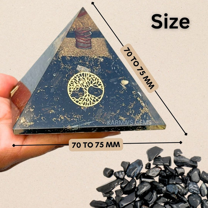 TREE OF LIFE BLACK TOURMALINE ORGONITE PYRAMID