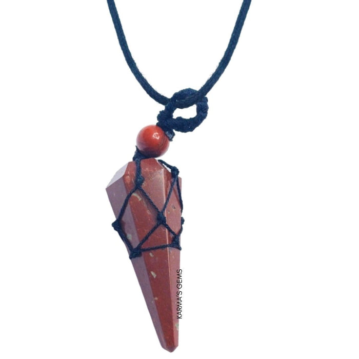 RED JASPER STONE THREAD WRAPPED PENDULUM PENDANT