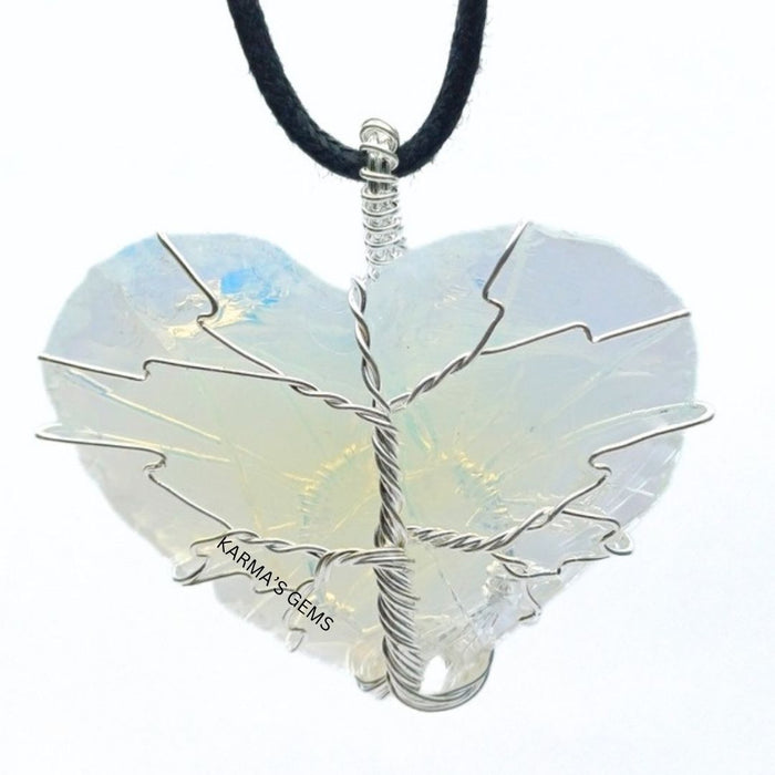 HEART SHAPE OPALITE WRAPPED PENDANT