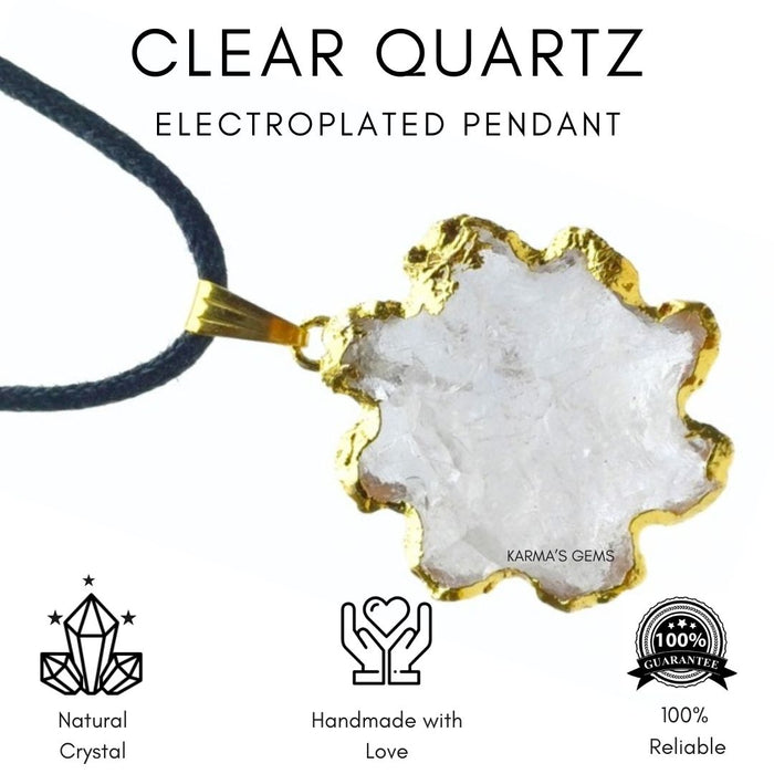 ELECTROPLATED CLEAR QUARTZ STONE PENDANT