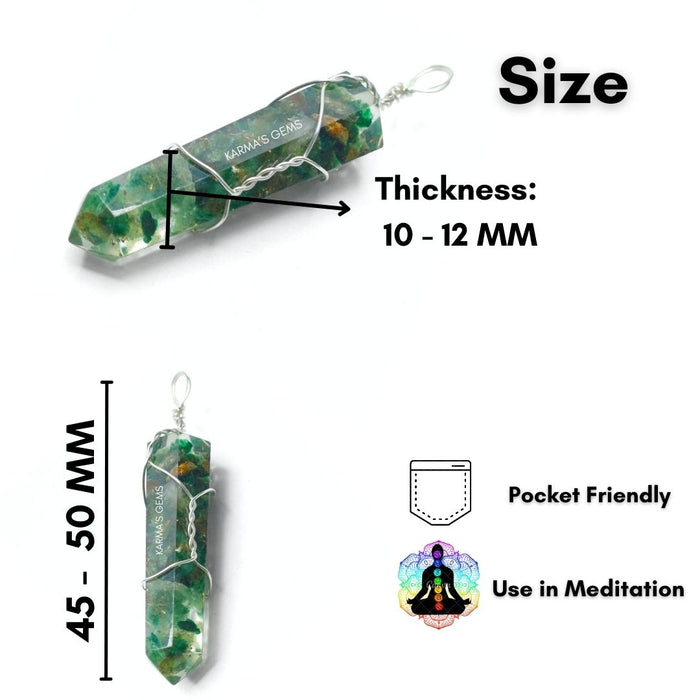 DOUBLE TERMINATED GREEN JADE WRAPPED PENDANT