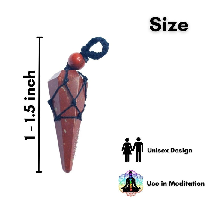 RED JASPER STONE THREAD WRAPPED PENDULUM PENDANT