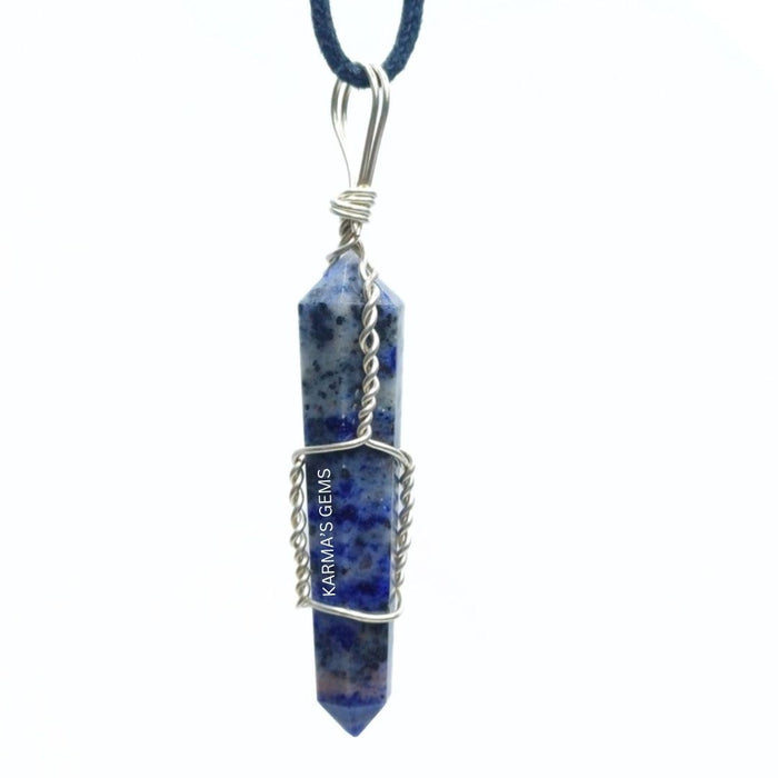 DOUBLE POINT SODALITE WRAPPED PENDANT