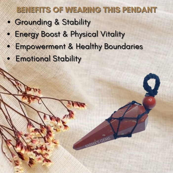 RED JASPER STONE THREAD WRAPPED PENDULUM PENDANT