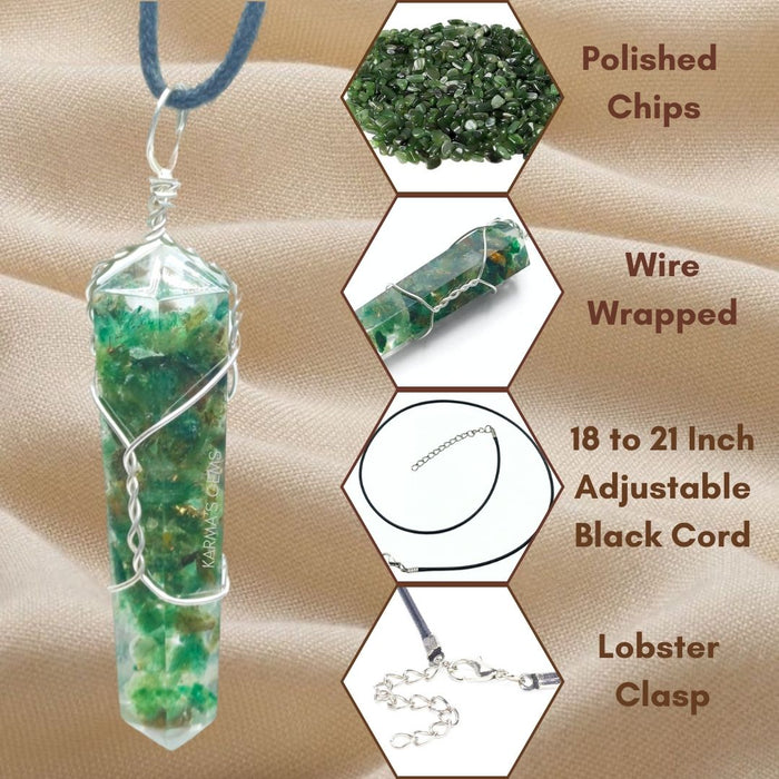 DOUBLE TERMINATED GREEN JADE WRAPPED PENDANT