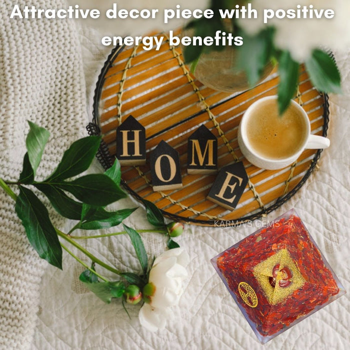 TREE OF LIFE RED JASPER ORGONITE PYRAMID