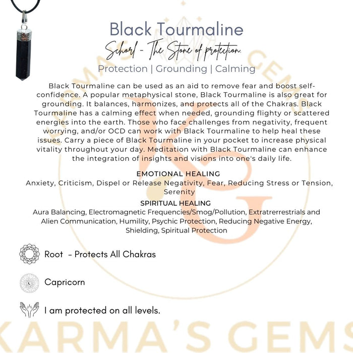 BLACK TOURMALINE POINT PENCIL PENDANT