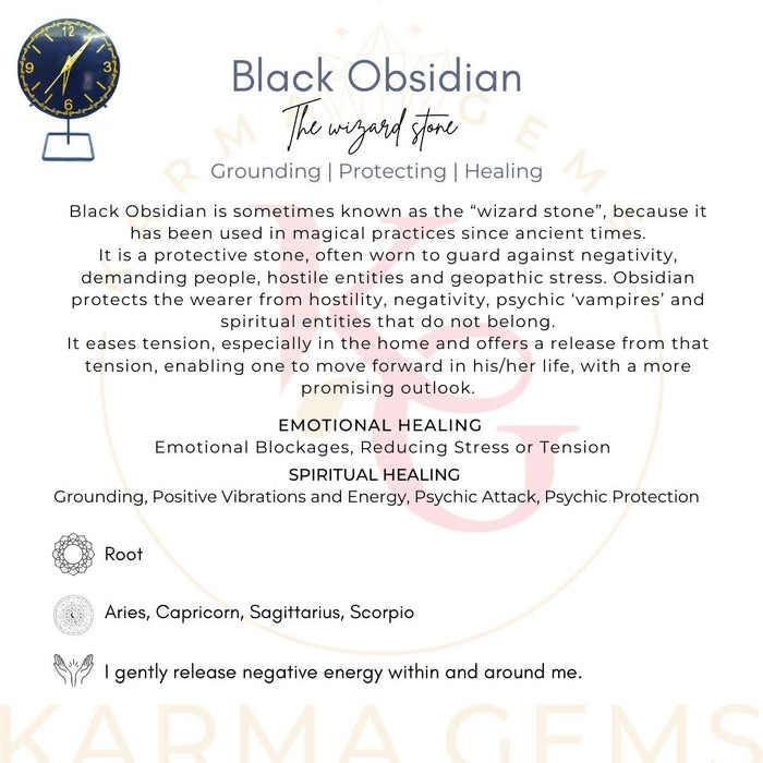 NATURAL BLACK OBSIDIAN AGATE WATCH