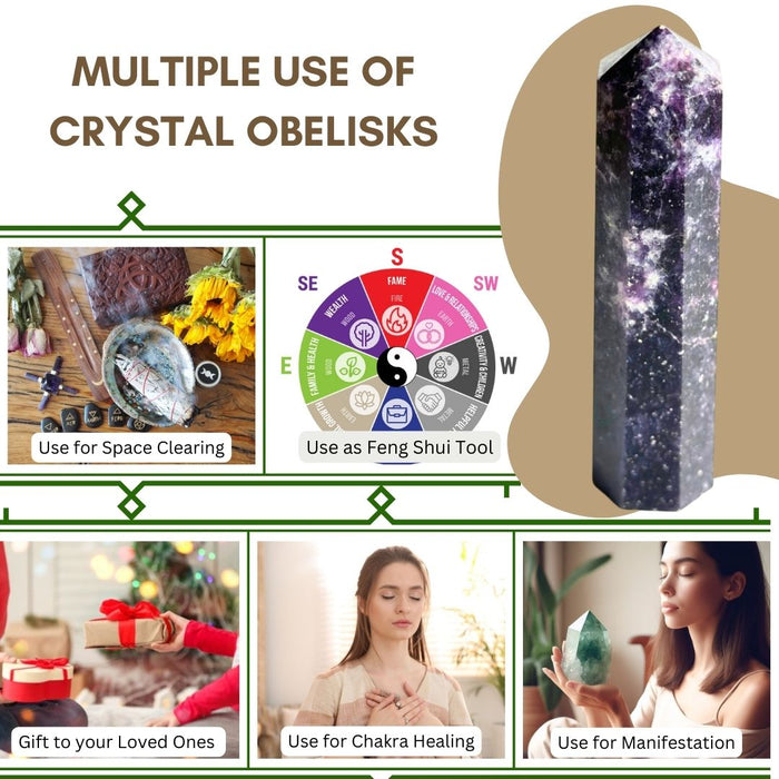 8 CORNER LEPIDOLITE OBELISK