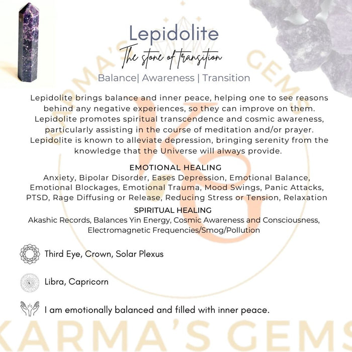 8 CORNER LEPIDOLITE OBELISK