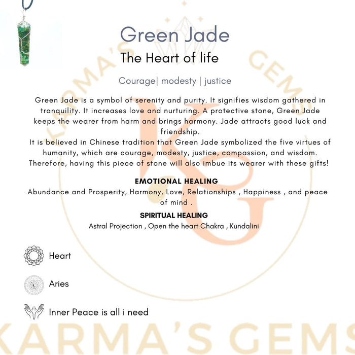 DOUBLE TERMINATED GREEN JADE WRAPPED PENDANT