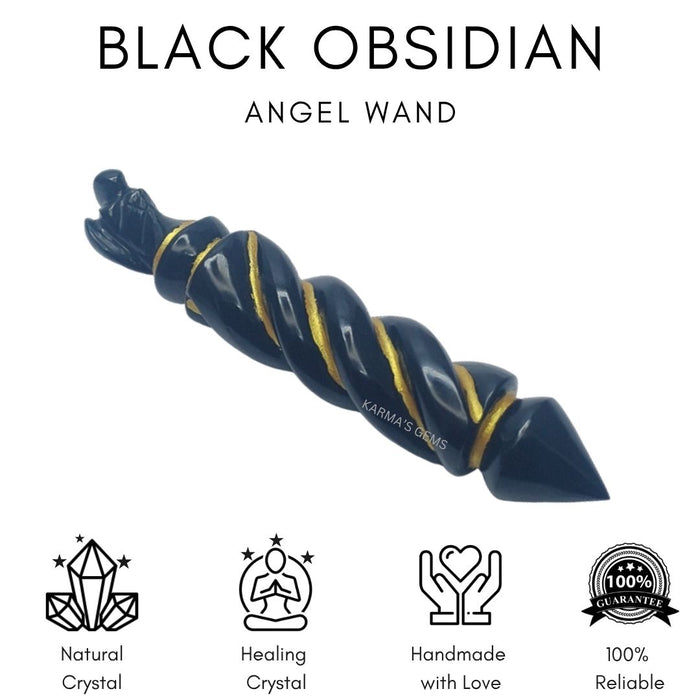 BLACK OBSIDIAN ANGEL WAND