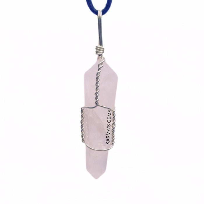 DOUBLE POINT ROSE QUARTZ WRAPPED PENDANT