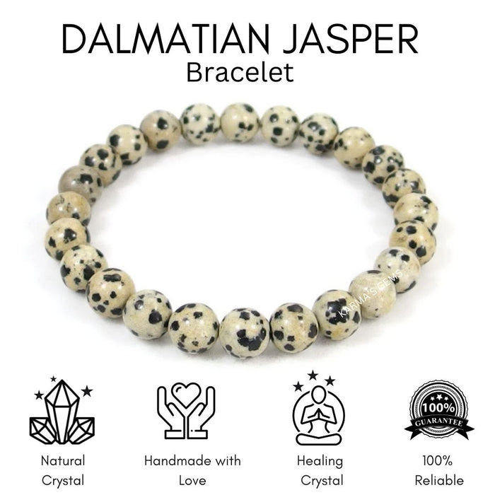8 MM BEADS DALMATIAN JASPER BRACELET