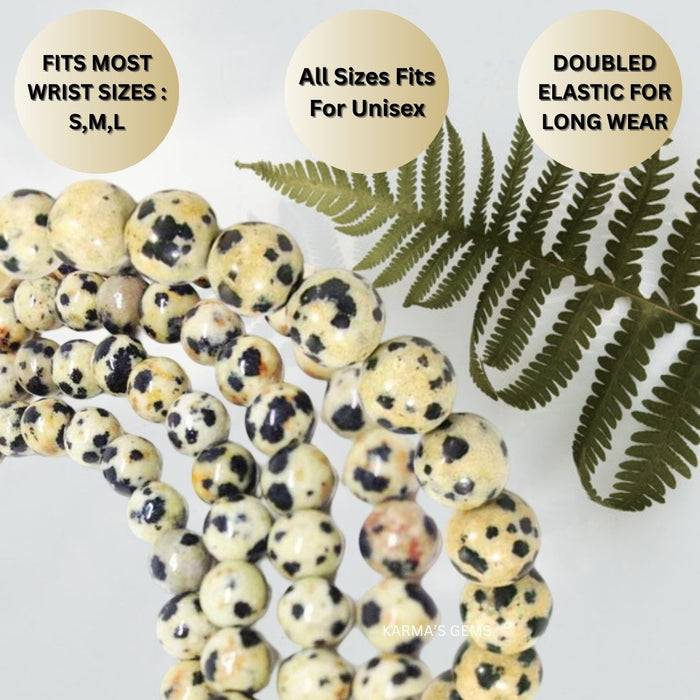 8 MM BEADS DALMATIAN JASPER BRACELET