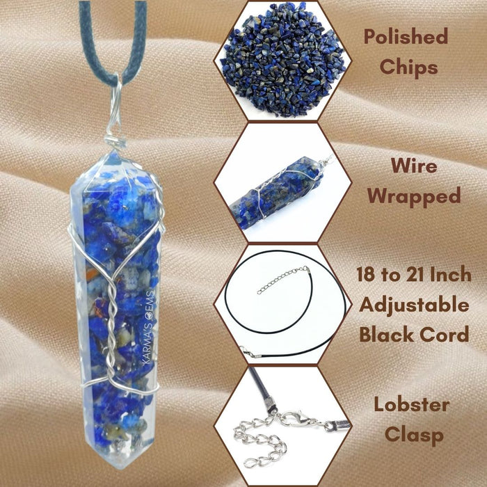 DOUBLE TERMINATED LAPIS LAZULI WRAPPED PENDANT
