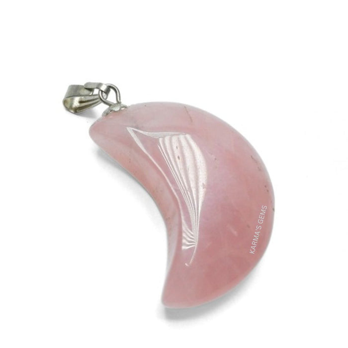 CRESCENT MOON ROSE QUARTZ PENDANT
