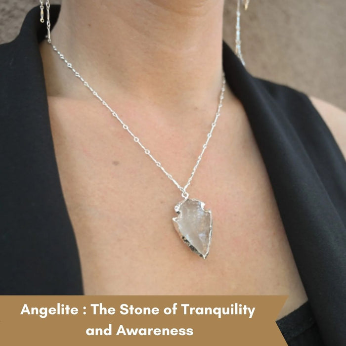 ELECTROPLATED ANGELITE STONE PENDANT