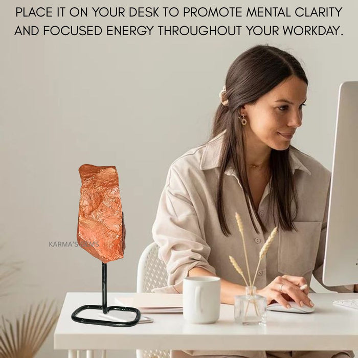 RAW RED JASPER STONE ON STAND