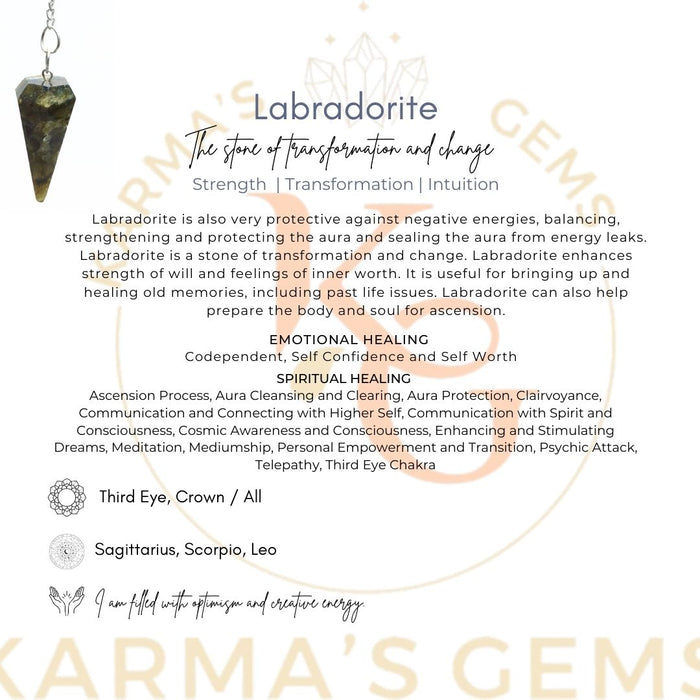 LABRADORITE STONE DOWSING PENDULUM