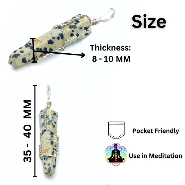 DOUBLE POINT DALMATIAN JASPER WRAPPED PENDANT