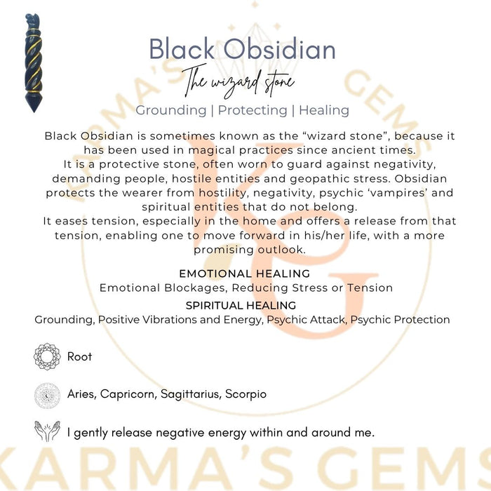 BLACK OBSIDIAN ANGEL WAND