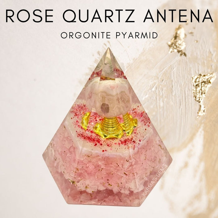 ROSE QUARTZ ANTENA ORGONITE PYRAMID