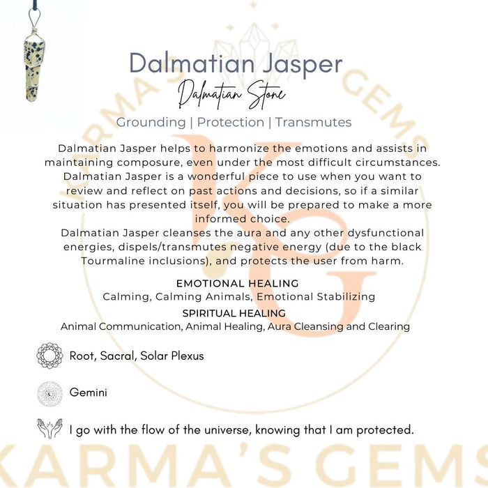 DOUBLE POINT DALMATIAN JASPER WRAPPED PENDANT