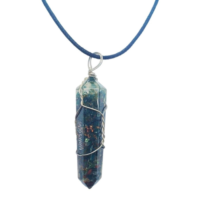 DOUBLE TERMINATED BLOODSTONE WRAPPED PENDANT