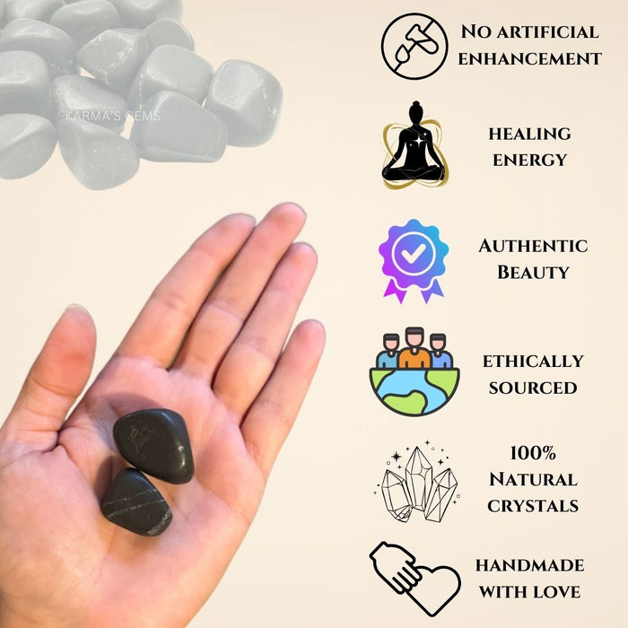 1 PIECE 15 TO 25 MM SHUNGITE POLISH TUMBLED STONE