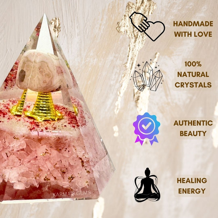 ROSE QUARTZ ANTENA ORGONITE PYRAMID