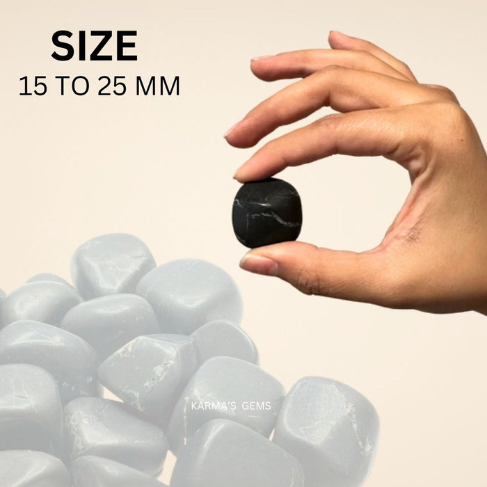 1 PIECE 15 TO 25 MM SHUNGITE POLISH TUMBLED STONE