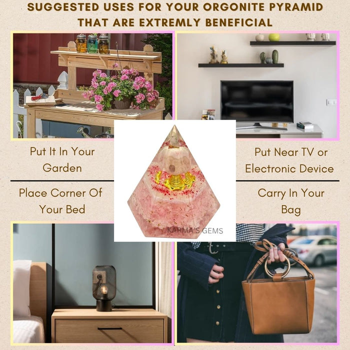ROSE QUARTZ ANTENA ORGONITE PYRAMID